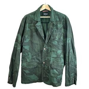 Brooklyn Industries Green Camo Blazer Jacket L Large Cotton